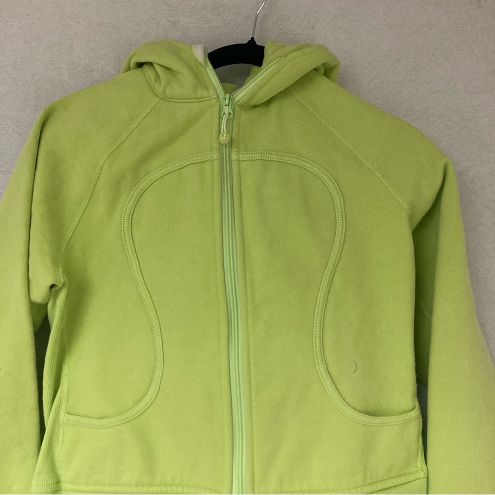 lululemon Scuba Women’s athletica Neón Green Jacket Hooded Full Zip Sz  8 - Picture 14 of 16